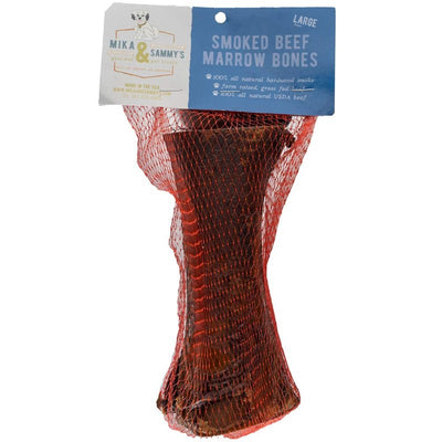 Mika & Sammy's Smoked Beef Marrow Dog Bones for Large & Aggressive Chewers- Made in USA