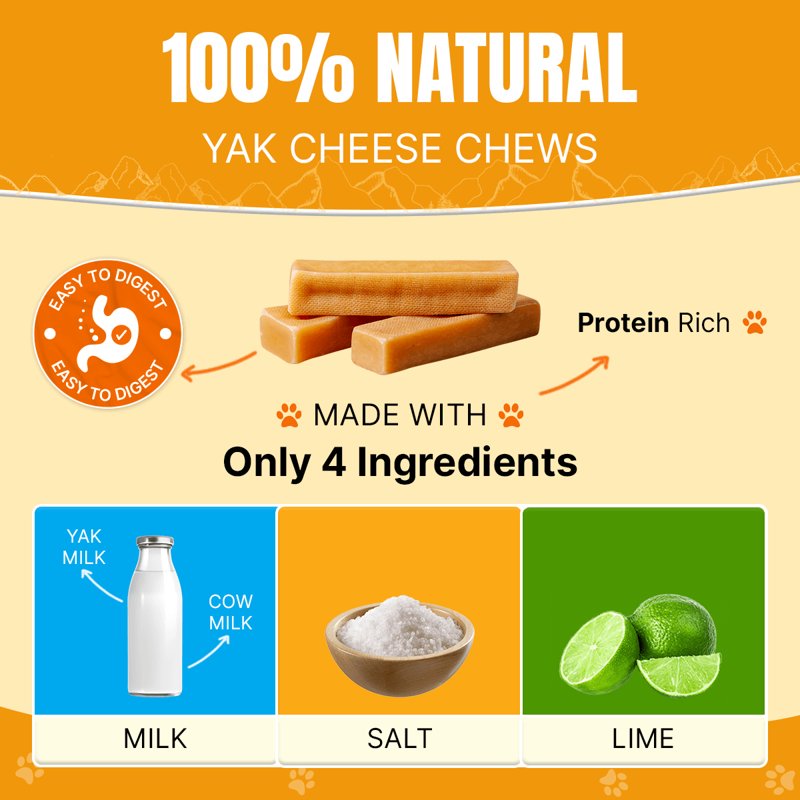 Tibetan Dog Chew Yak Cheese Sticks (1 Large Chew) - Natural, Handmade Large Dog Treats, Long-Lasting, Easy Digest, Ideal for Aggressive Chewers, Supports Oral Health, Grain and Gluten Free