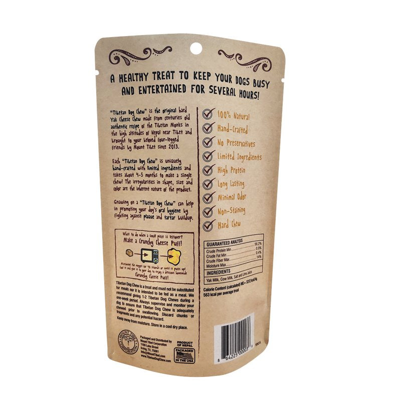 Tibetan Dog Chew Yak Cheese Sticks - Natural Handmade Treats for Extra Large Dogs, Long-Lasting and Easy to Digest with No Additives, Rawhide, Grains, or Gluten, Perfect for Aggressive Chewers, 1 Chew