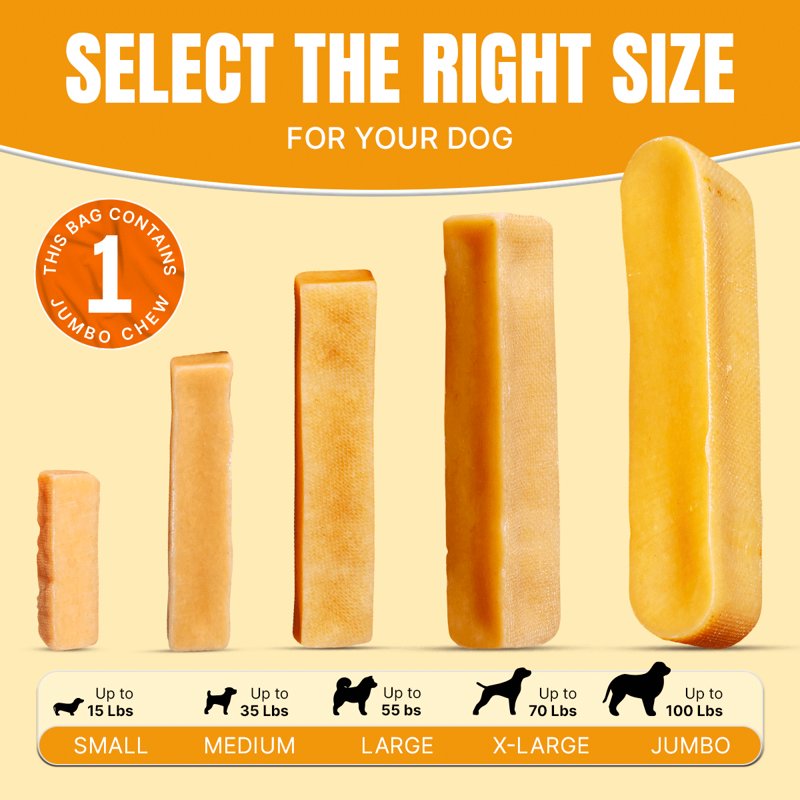 Tibetan Dog Chew Yak Cheese Sticks - Natural, Handmade Treats for Jumbo Dogs, Long-Lasting Entertainment, Perfect for Aggressive Chewers, Rawhide-Free, Grain-Free, Gluten-Free (1 Chew, Jumbo)