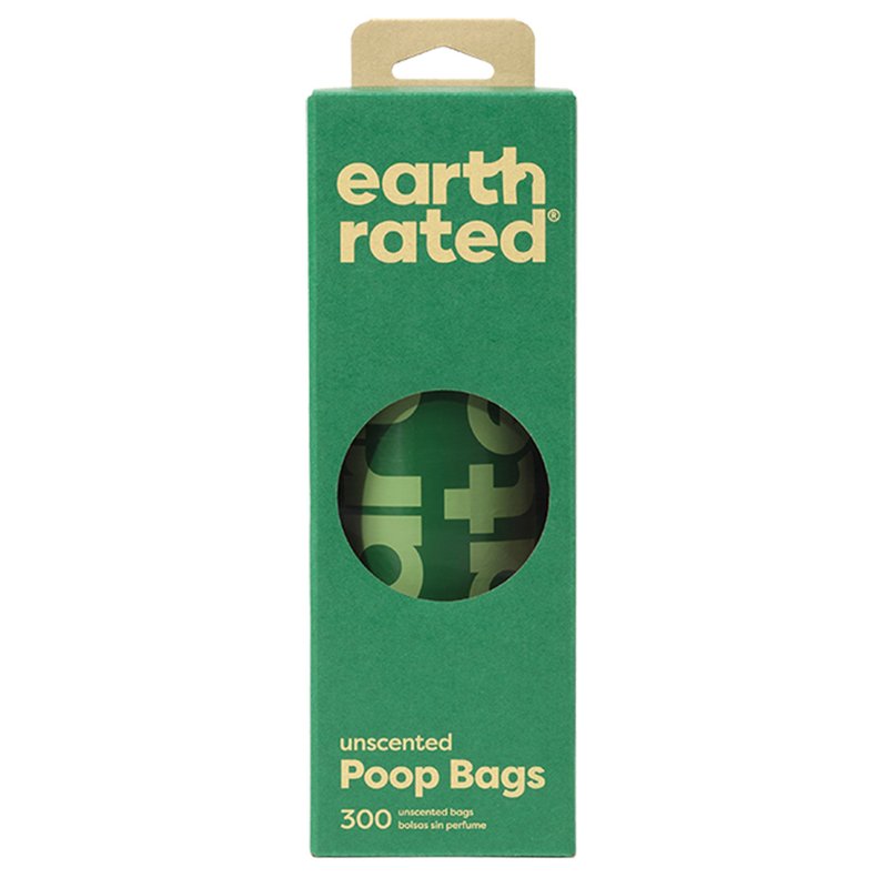 Earth Rated Dog Poop Bags, Thick Grab and Go Single Roll, Ideal for Backyard Pickups, Unscented, 300 Bags