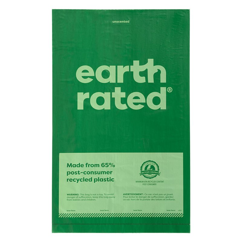 Earth Rated Dog Poop Bags, Thick Grab and Go Single Roll, Ideal for Backyard Pickups, Unscented, 300 Bags