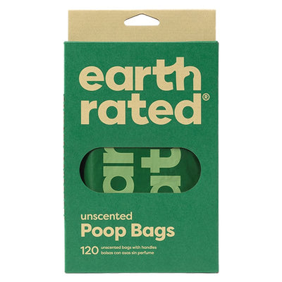 Earth Rated Dog Poop Bags with Handles, Extra Wide, Easy Tie and Guaranteed Leakproof, Unscented, 120 Handle Bags