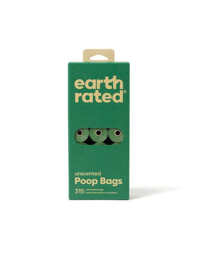 Earth Rated Dog Poop Bags, Guaranteed Leakproof and Extra Thick Waste Bag Single Refill Rolls for Dogs, Unscented, 315 Count