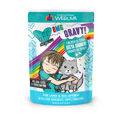 Weruva BFF OMG Gravy Chicken & Tuna Seeya Sooner Wet Cat Food, 2.8 oz Pouch