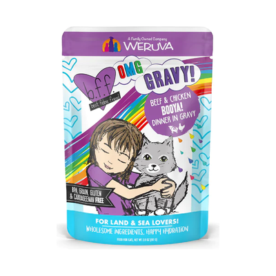 Weruva BFF OMG Gravy Beef & Chicken Booya Wet Cat Food, 2.8 oz Pouch