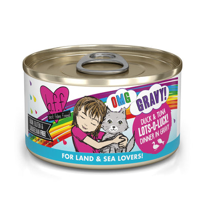 Weruva BFF OMG Gravy Duck & Tuna Lots-O-Luck! Wet Cat Food, 2.8 oz Can