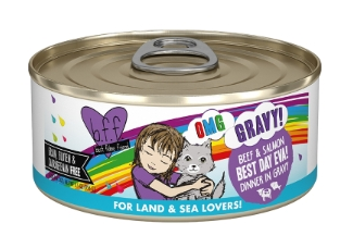 Weruva BFF OMG Gravy Beef & Salmon Best Day Eva Wet Cat Food, 5.5 oz Can