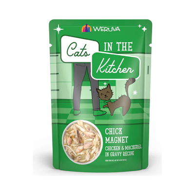 Weruva Cats in the Kitchen Chick Magnet Chicken & Mackerel in Gravy Wet Cat Food, 3 oz Pouch