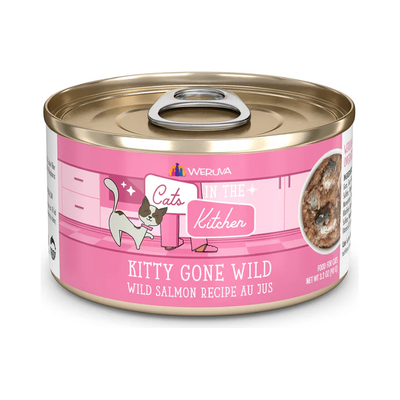 Weruva Cats in the Kitchen Kitty Gone Wild Salmon Au Jus Wet Cat Food, 3.2 oz Can