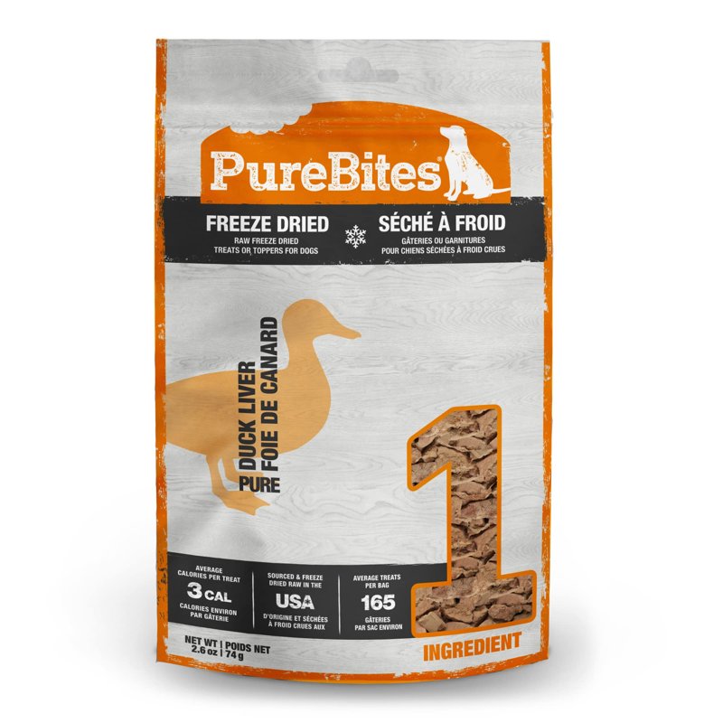 PureBites Duck Freeze Dried Dog Treats, 1 Ingredient, Made in USA, 2.61oz