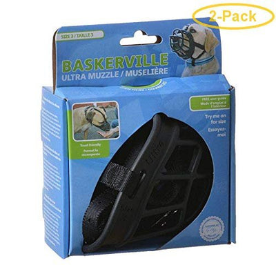 Baskerville Ultra Muzzle for Dogs Size 3 - Dogs 25-45 lbs - (Nose Circumference 11") - Pack of 2