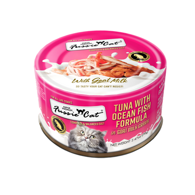 Fussie Cat Tuna with Ocean Fish Formula in Goat Milk Recipe Wet Cat Food, 2.47 oz Can