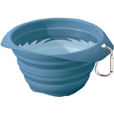 Kurgo Collaps-A-Bowl for Dogs, Collapsible Travel Dog Bowl, Pet Food & Hiking Water Bowl, Food Grade Bowl for Dogs, Travel Accessories for Pets, Includes Carabiner (24 oz, Blue)