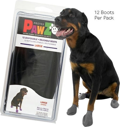 Pawz Waterproof Dog Boots, Black, Large, 12 ct