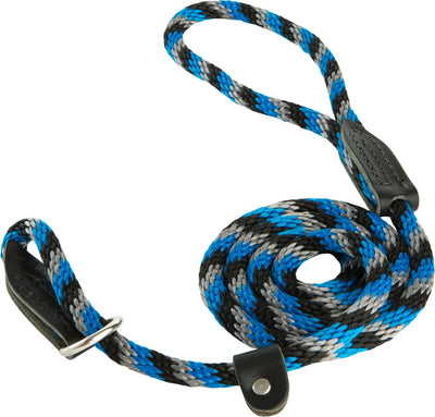 OmniPet British Rope Slip Lead for Dogs, 6', Blue/Black/Silver