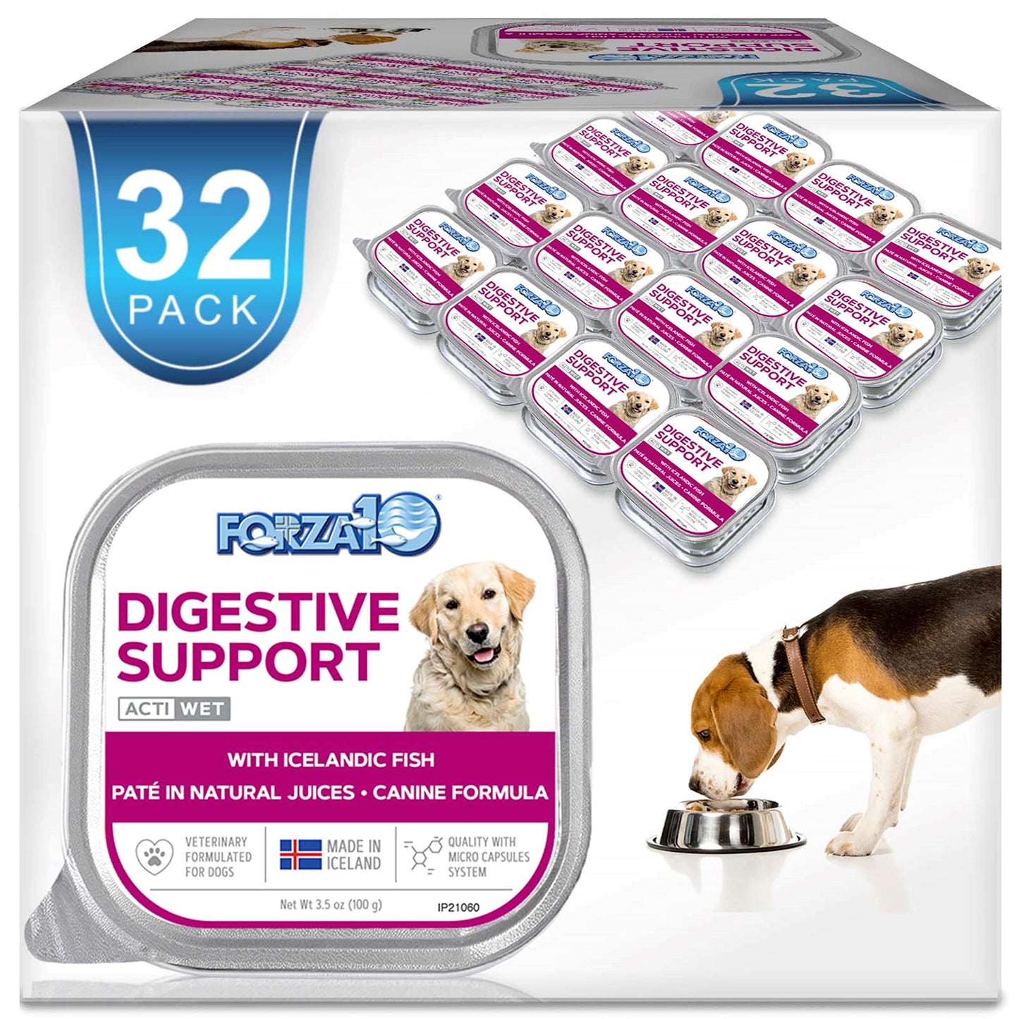 Forza10 Actiwet Canned Intestinal Dog Food, Wet Dog Food Fish Flavor, Gastro Intestinal Dog Food for All Breed and Adult Dogs with Intestinal Disorders, 32 Pack Case of 3.5 Ounce Each