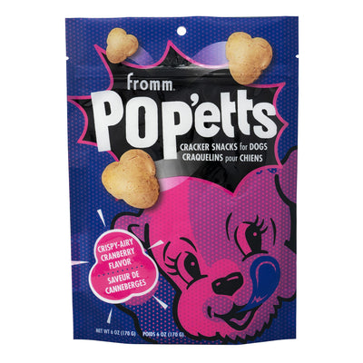 Fromm Pop'etts Crispy-Airy Cranberry Cracker Dog Snacks - Premium Dog Treats - Cranberry Recipe - 6 oz