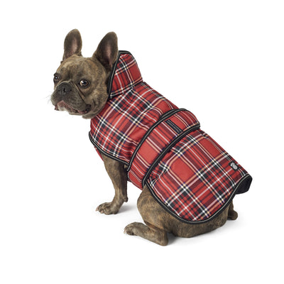 PetRageous 438RPMD Kodiak Heavyweight Waterproof Winter Dog Coat with Full Dog Chest Coverage and Dog Leash Opening for Medium Sized Dogs, Red Plaid