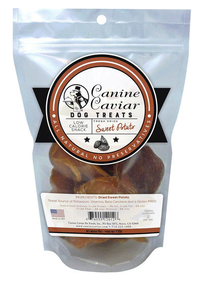 Canine Caviar Dried Sweet Potato Dog Treats All-Natural Dog Treats, Rawhide Free and Gluten Free Healthy Dog Treats, Dog Training Treats for All Breeds and Life Stages (6 oz)