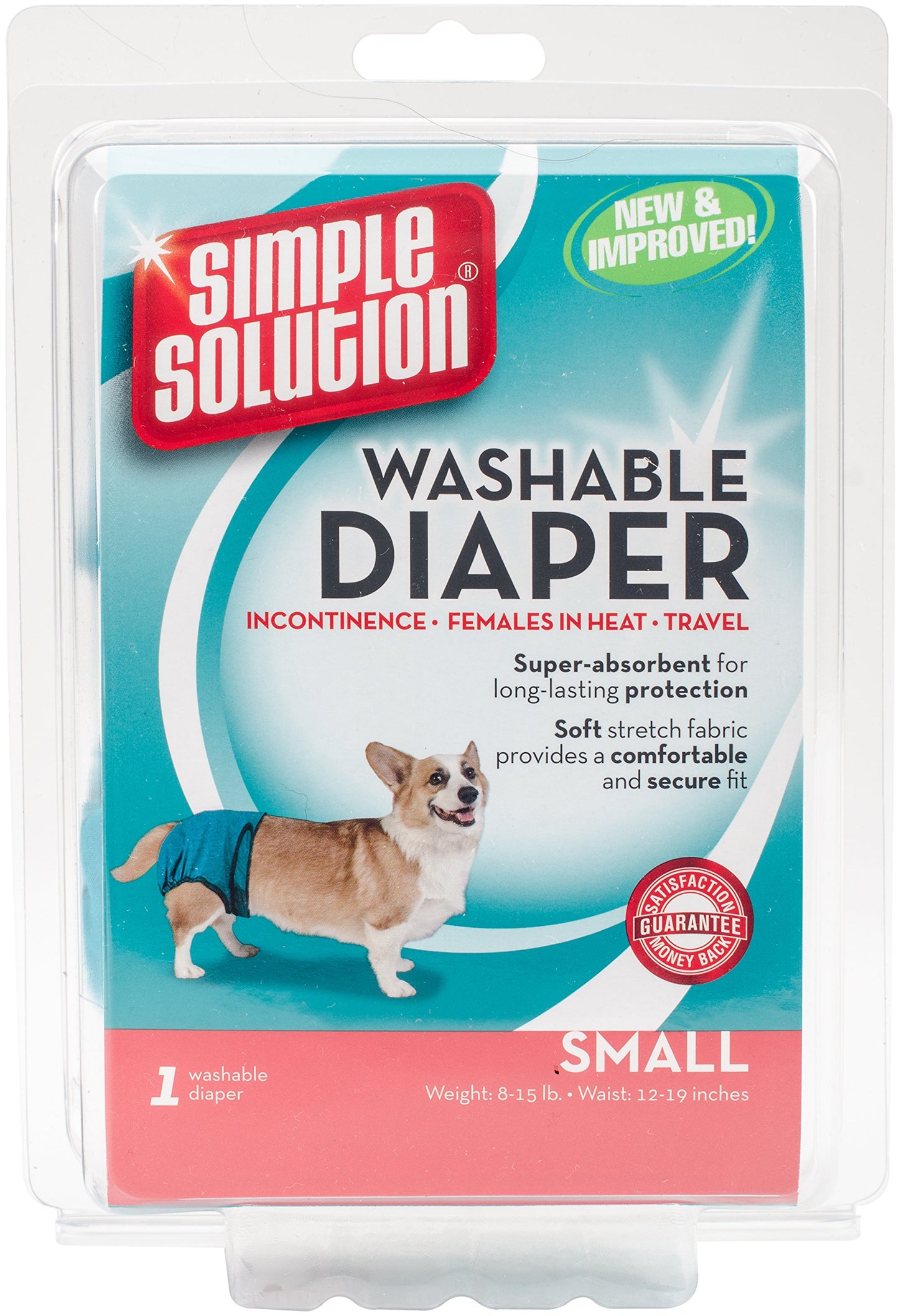 Simple Solution Washable Dog Diapers, Teal