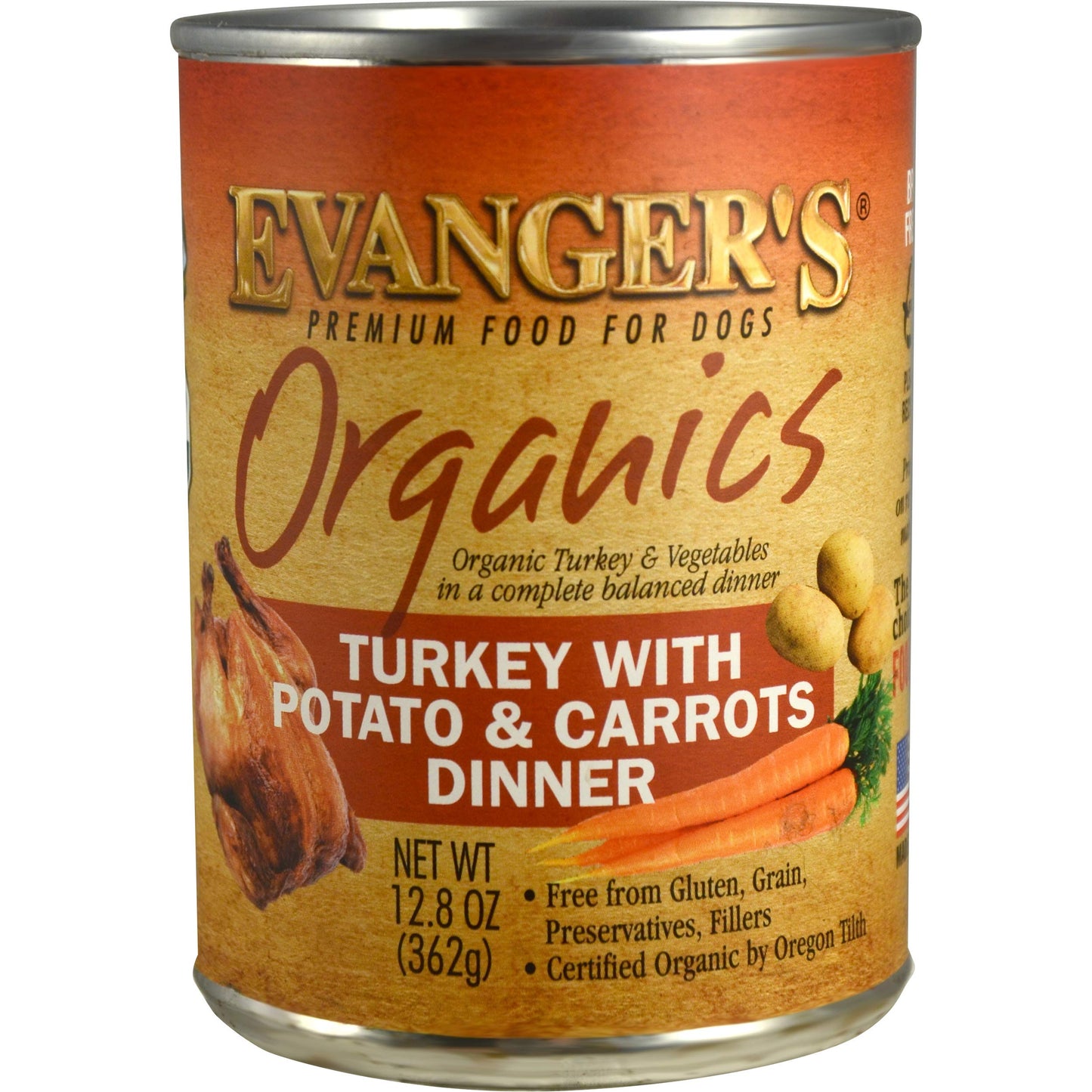 Evanger'S 100-Percent Organic For Dogs Turkey With Potato And Carrots Dinner, 12 Pack