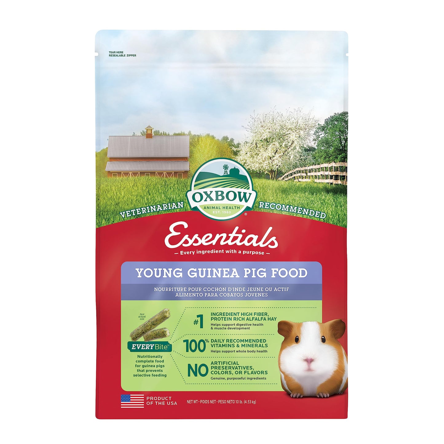 Oxbow Essentials Young Guinea Pig Food - All Natural Guinea Pig Pellets - 10 lb.