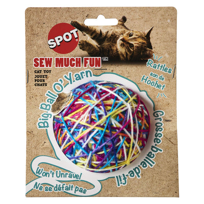 Spot Sew Much Fun- Cat Toy Yarn Ball, Foam Ball Wrapped in Colorful String, Won't Unravel, Fun Toy for Cats and Kittens of All Ages, Rattle Inside- 3.5in Yarn Balls