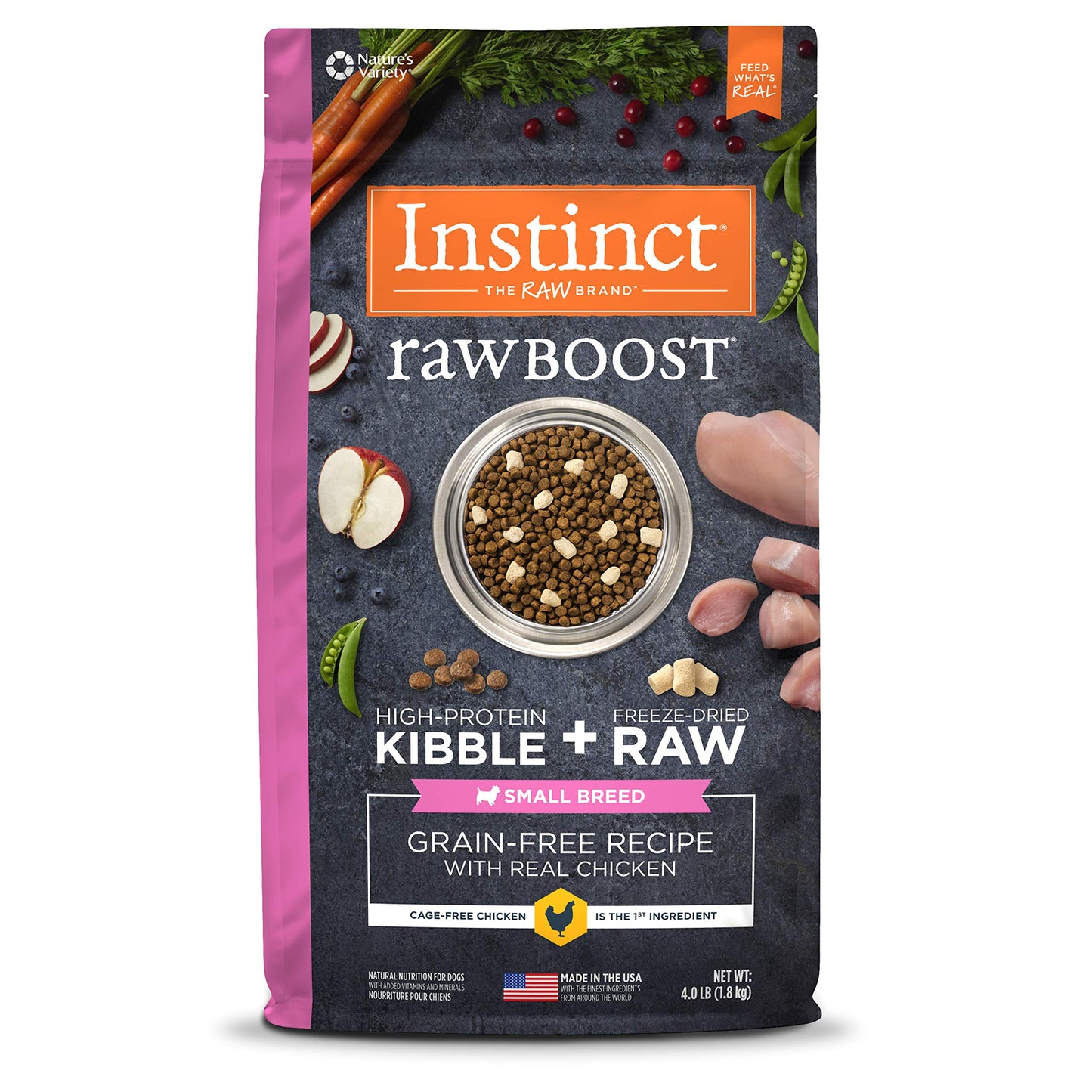 Instinct Raw Boost Small Breed Grain Free Recipe with Real Chicken Natural Dry Dog Food, 4 lb. Bag