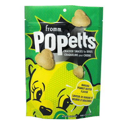 Fromm Pop'etts Banana Peanut Buster Cracker Dog Snacks - Premium Dog Treats - Banana Recipe - 6 oz