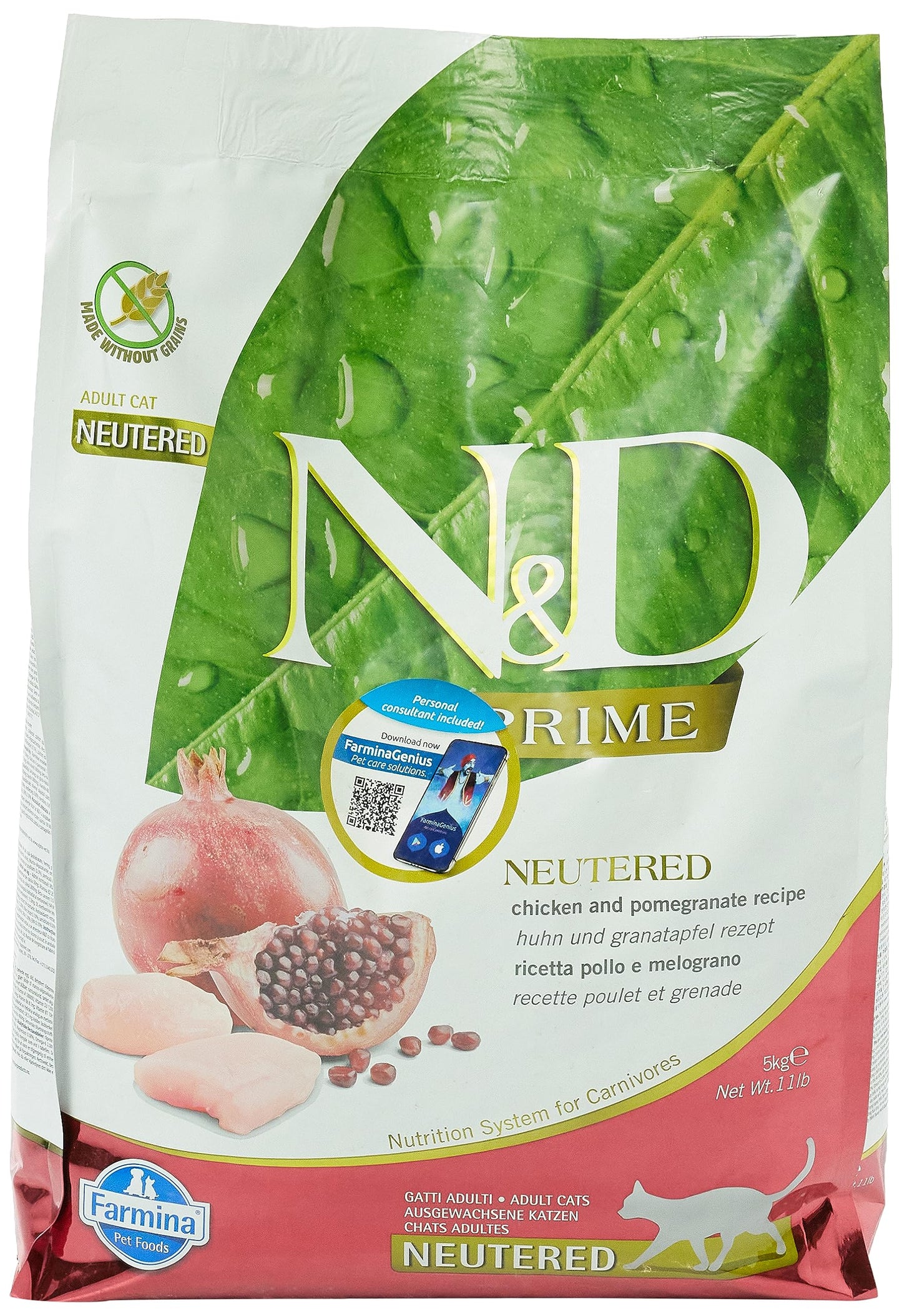 Farmina N&D GF Chicken and Pomegranate Neutured Cat - 11 LB Bag