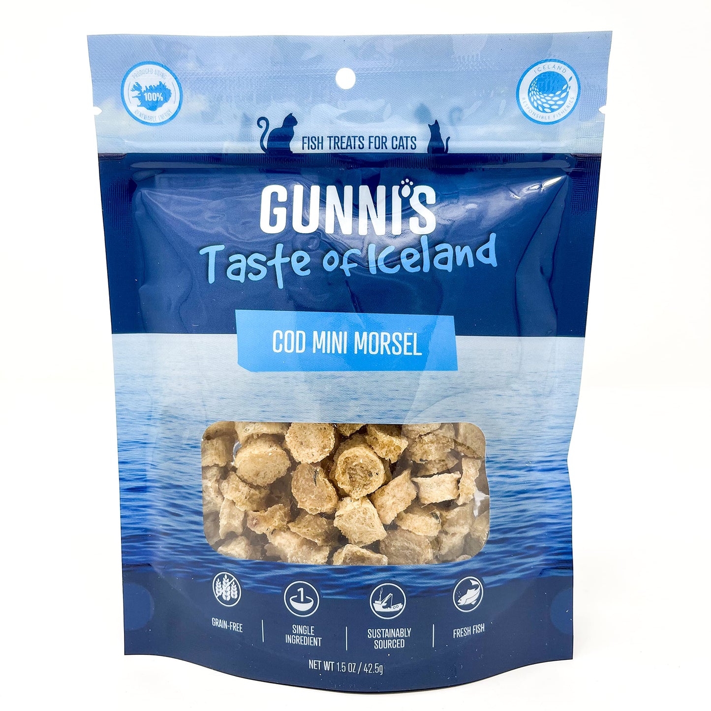 Gunnis Cod Fish Mini Morsel Crunchy Cat Treats, 1.5 Ounce Bag