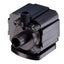 Close-up of a black Pondmaster Pond-Mag magnetic drive water pump with threaded ports and mounting screws.