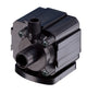 Close-up of a black Pondmaster Pond-Mag magnetic drive water pump with threaded ports and mounting screws.