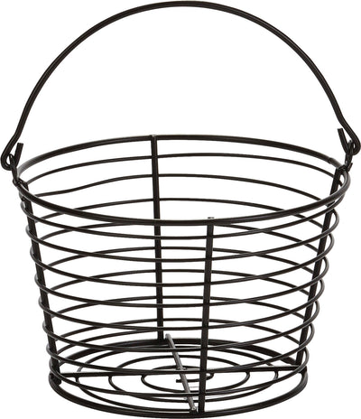 Black wire egg basket with handle, front view, product detail image