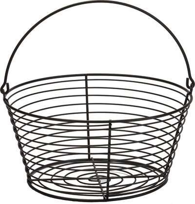 Black wire egg basket with handle, front view, product detail image