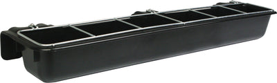 Black Little Giant Hook Over Goat Trough with four compartments, side view.
