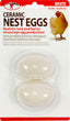 Packaged Little Giant Ceramic Nest Eggs, white, two-piece set in clear plastic blister pack.