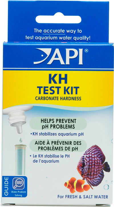 Front view of API KH Test Kit package for carbonate hardness in fresh and salt water