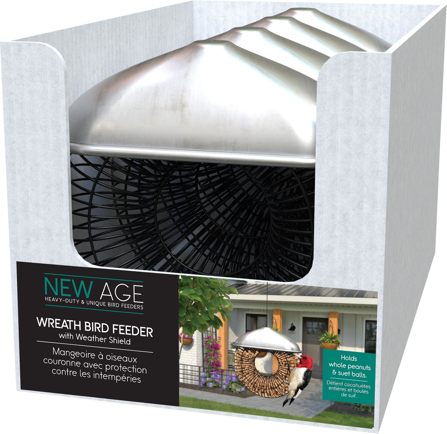 New Age Peanut & Suet Ball Wreath Feeder W/Roof (Pack Of 4)