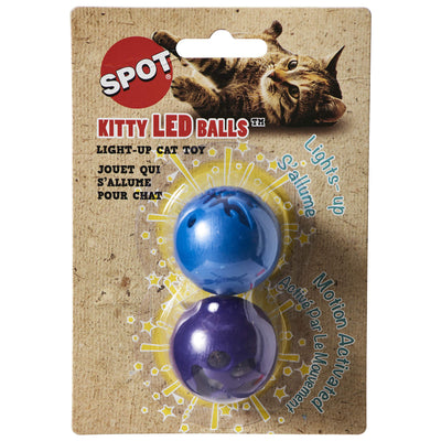 SPOT Kitty LED/Light up Cat Toy Balls / 2 Pack, Multi