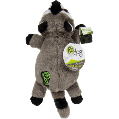 Godog Flatz Raccoon Squeaky Plush Flattie Dog Toy
