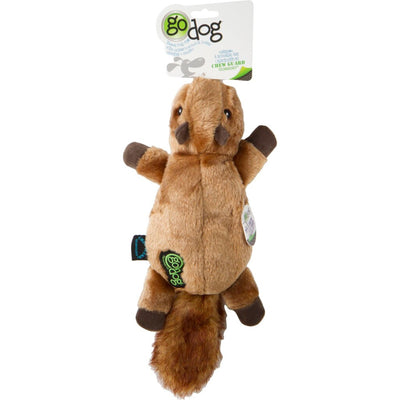 Godog Flatz Squirrel Squeaky Plush Flattie Dog Toy