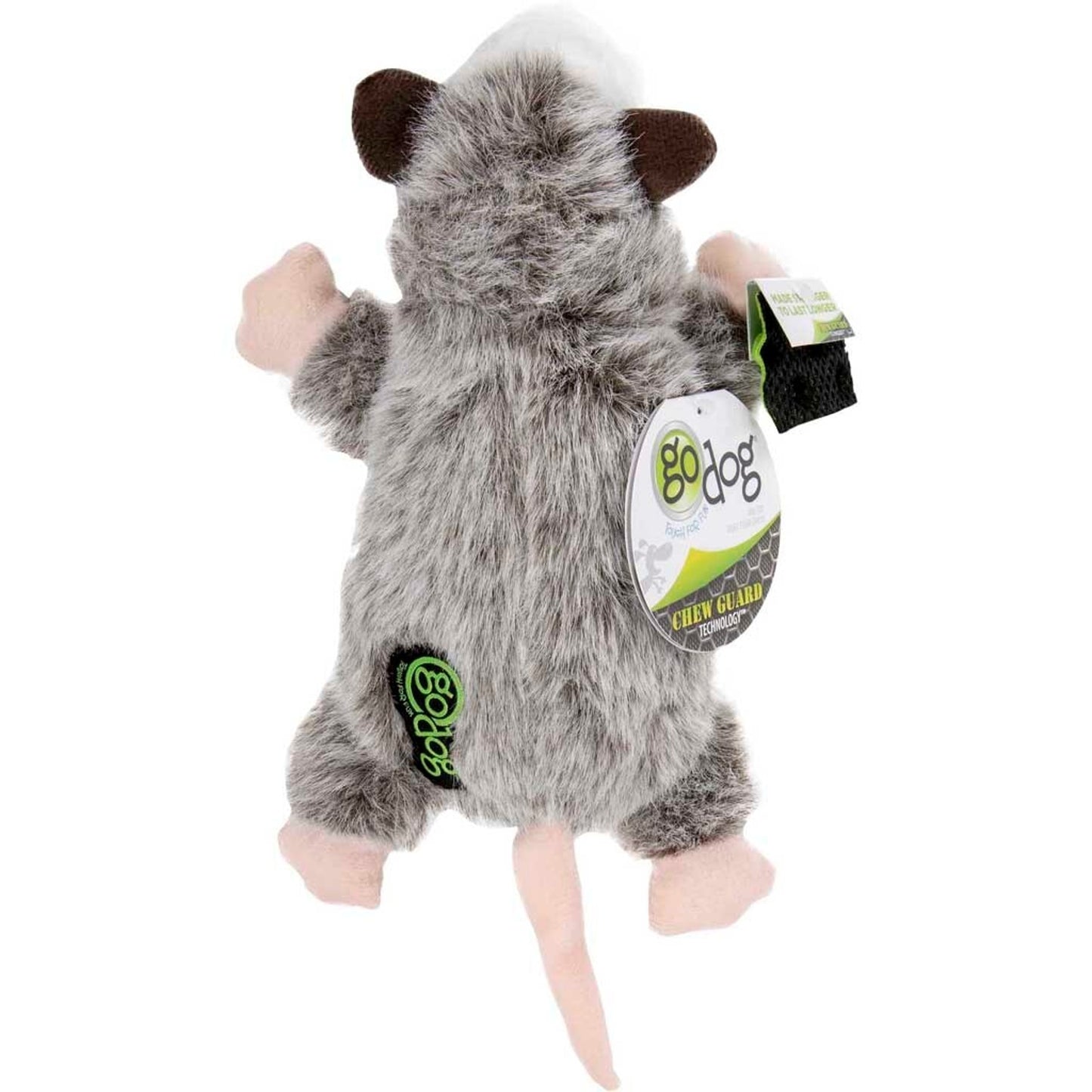 Godog Flatz Opossum Squeaky Plush Flattie Dog Toy