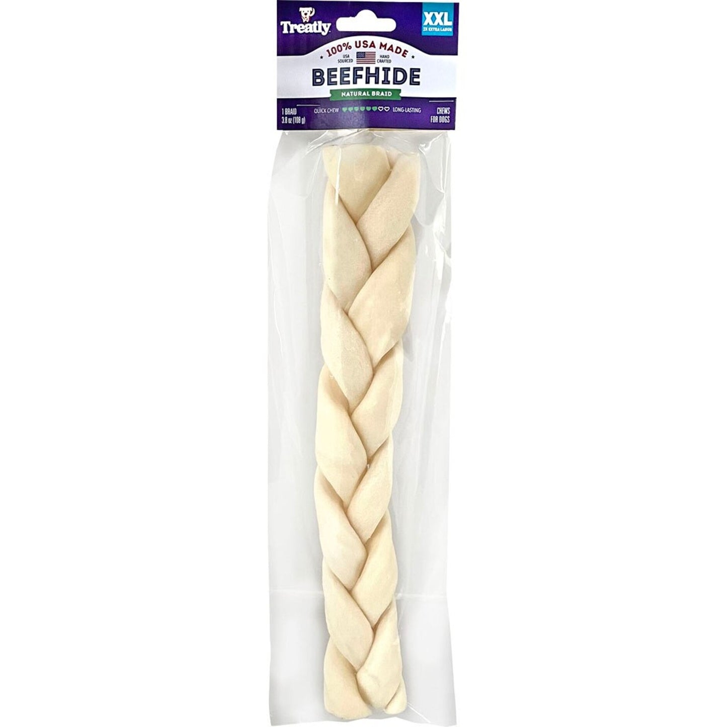 Treatly 100% Usa Beefhide Braids W/Header Card