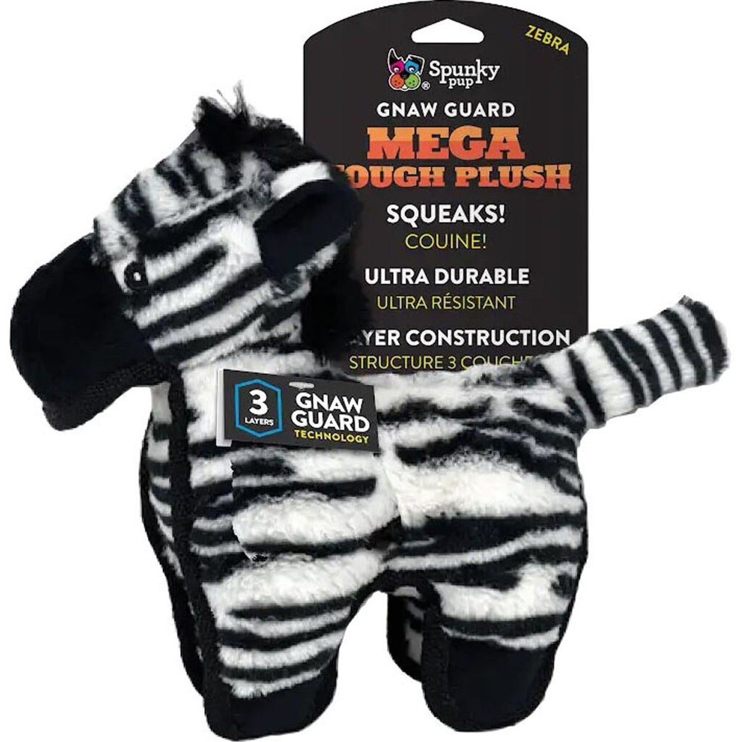 Spunkypup Mega Tough Plush Zebra