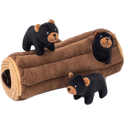 Zippypaws Burrow Black Bear Log