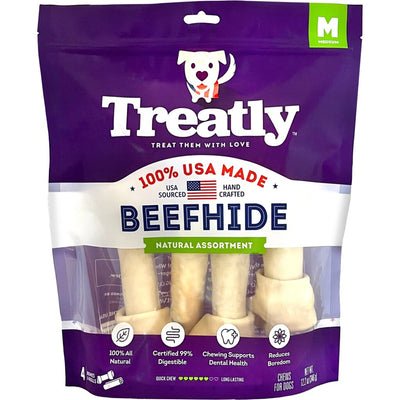 Treatly 100% Usa Beefhide Bones & Rolls