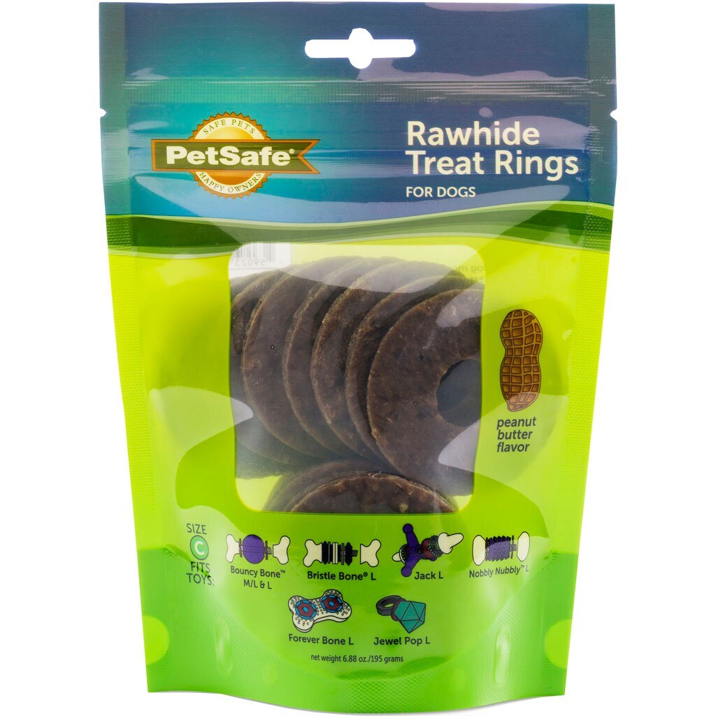 PetSafeÃƒâ€šÃ‚Â® Natural Rawhide Treat Ring Refills, Size C, Peanut Butter Flavor, Replacement Treats Busy Buddy Treat Ring Holding Toys