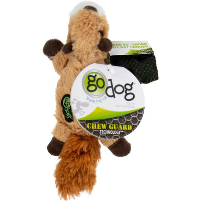 Godog Flatz Squirrel Squeaky Plush Flattie Dog Toy